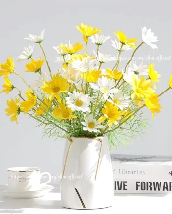5 Flowers Daisy Artificial Flower Gerbera Bellis Perennis Handmade Wedding Flower Home/ Wedding Decors Bunga Tangan
