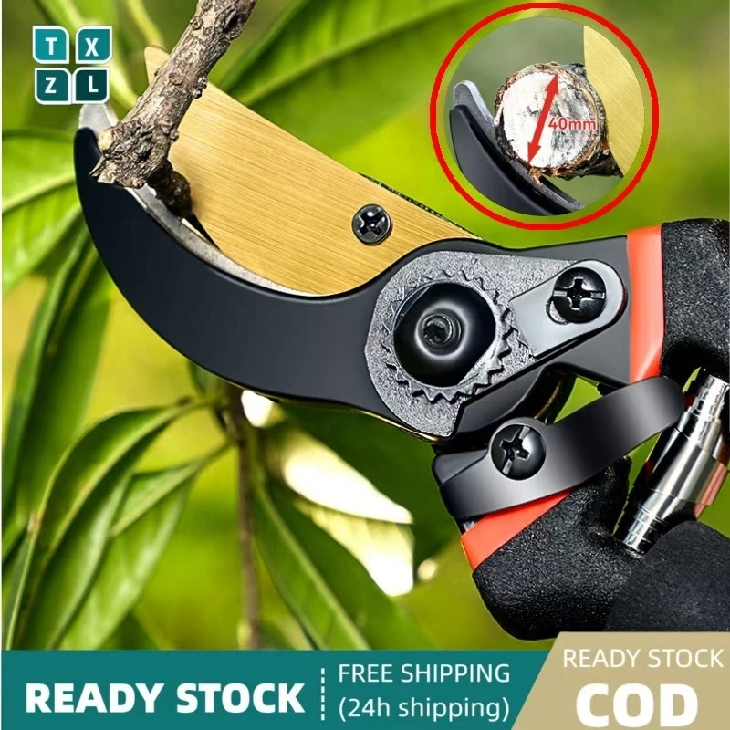 Gardening Pruning Shears with SK5 Steel Blade and Ergonomic Handles for Tree and Plant Trimming