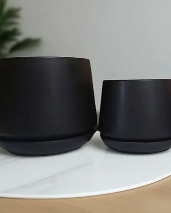 Matte Black Ceramic Flower Pot